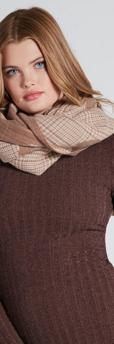 Love For Cozy Season Plaid Heart Print Scarf