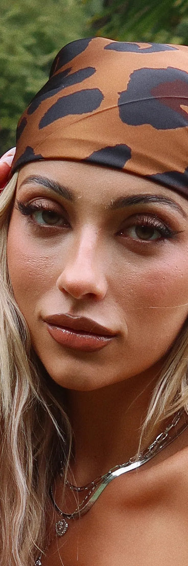 Fierce Diva Leopard Print Satin Scarf