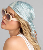 The Chic And Breezy Paisley Satin Scarf in sage green brings edge and energy to your vibe, ready to elevate any festival look or concert outfit.