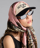 Sassy Babe Leopard Chain Satin Scarf