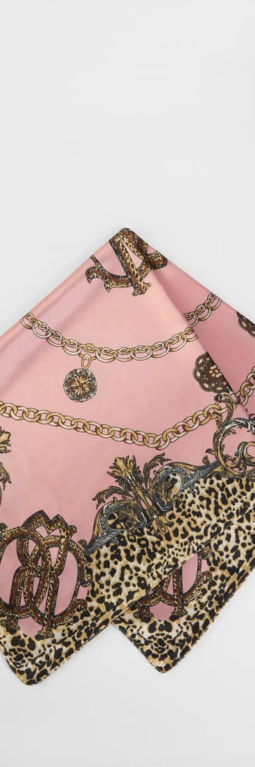 Sassy Babe Leopard Chain Satin Scarf