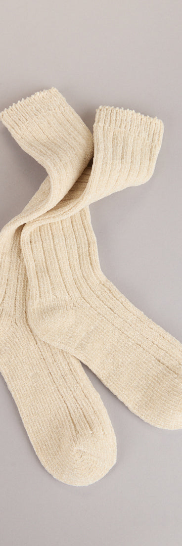 Style your vibe in seconds with the Lounge Luxe Chenille Socks in ivory, a fashion accessories essential that completes any outfit with ease.