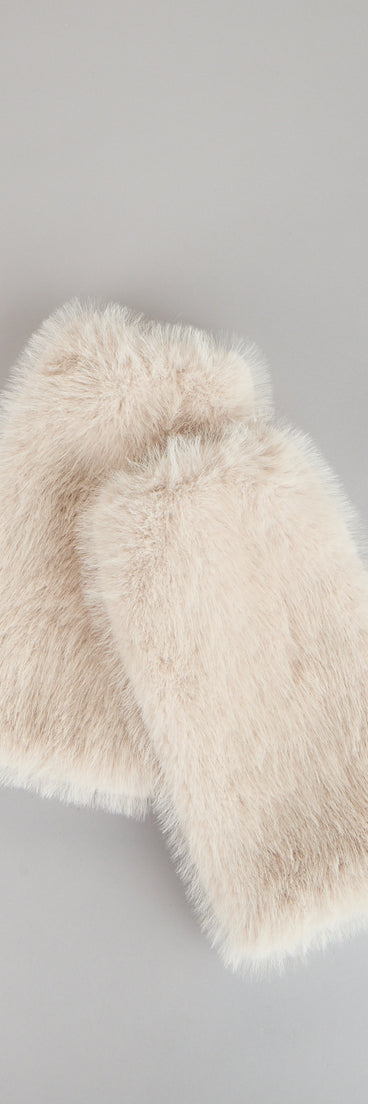 Style your vibe in seconds with the Cozy Girl Faux Fur Leg Warmers in ivory, a fashion accessories essential that completes any outfit with ease.