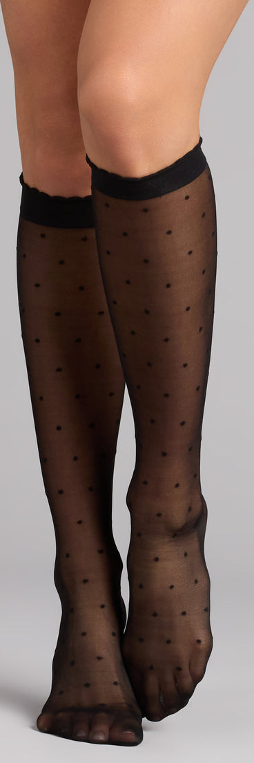 Dot the Line Sheer Knee-High Socks
