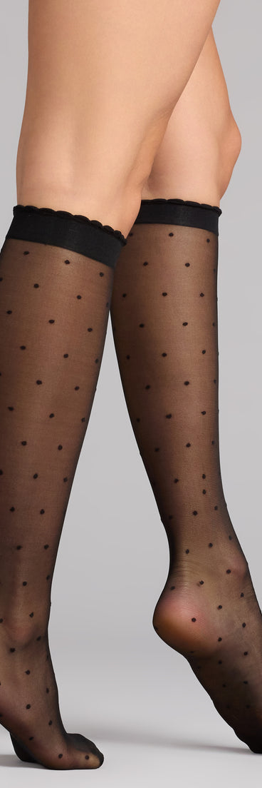 Dot the Line Sheer Knee-High Socks