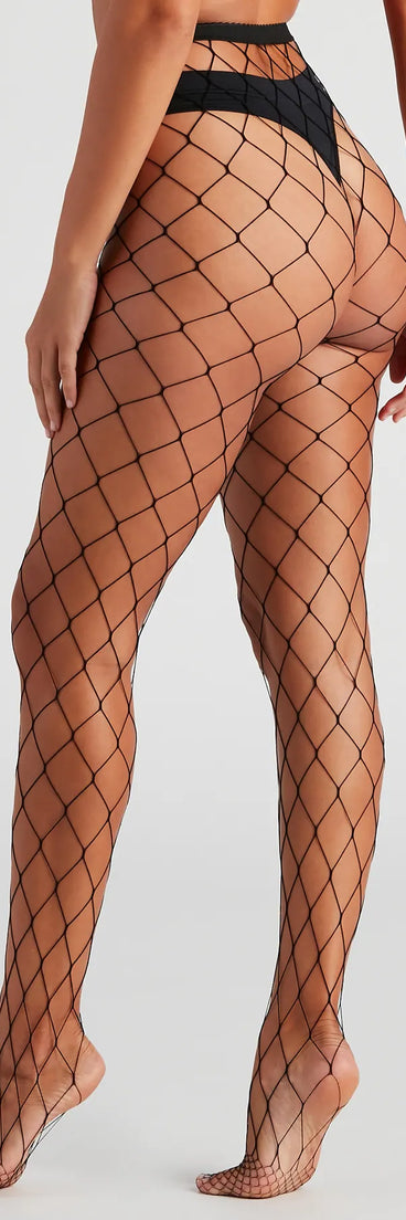 High Waist Large Gauge Fishnet Tights