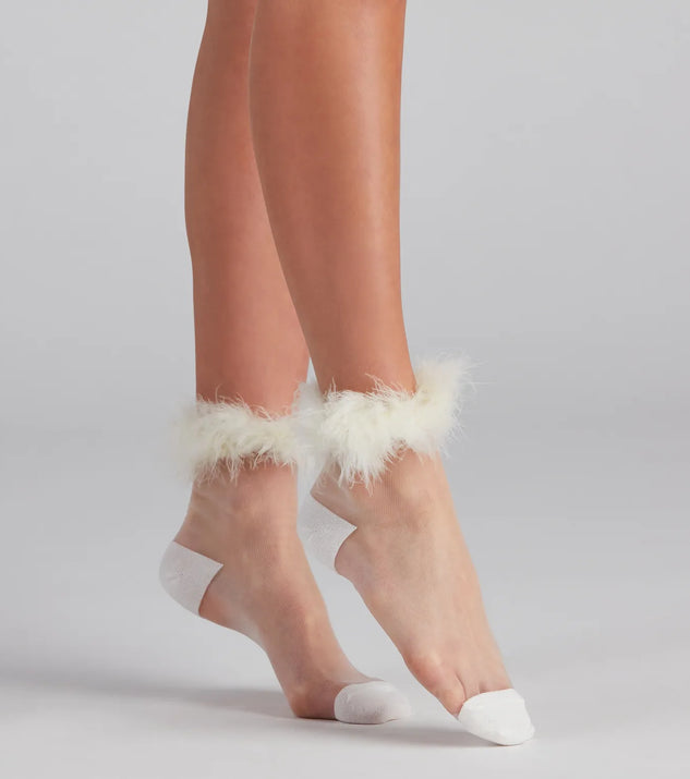 Diva Day Marabou Trim Socks
