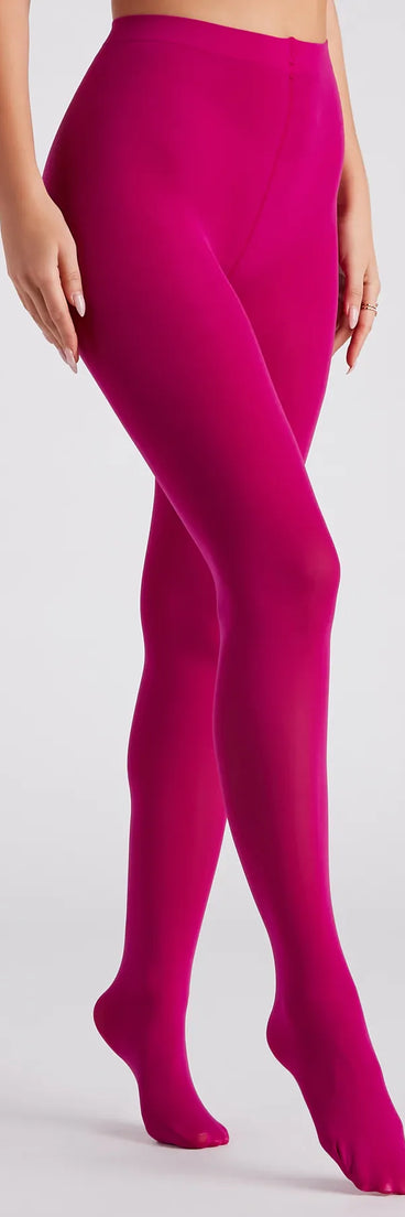 Get ready for any event with the Fab Trendsetter Opaque Tights in magenta, an essential start to creating a versatile holiday outfit for women for holiday parties, cocktail hours, or NYE events.