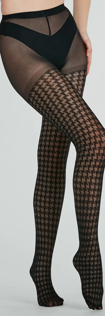 Chic Girl Vibes Sheer Houndstooth Tights