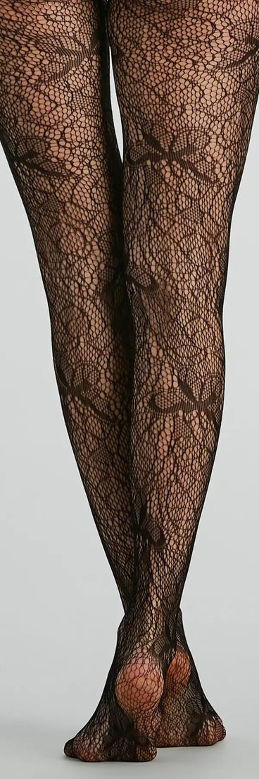 Butterfly Charm Lace Fishnet Tights