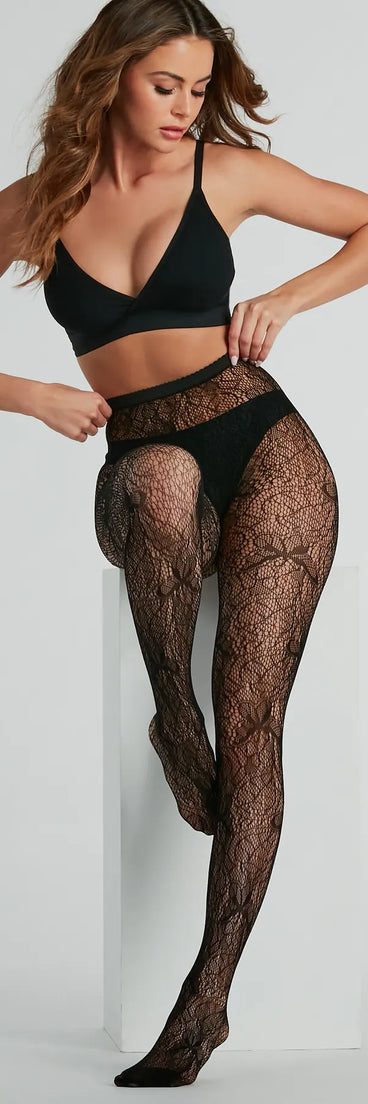 Butterfly Charm Lace Fishnet Tights