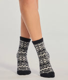 Add a touch of seasonal charm to your winter wardrobe with the Cozy Fair Isle Two-Pack Socks, a black cold-weather accessory that effortlessly completes your seasonal looks!