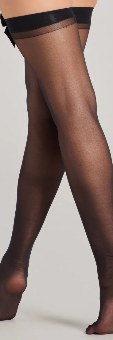 Adorably Sexy Satin Bow Sheer Stockings