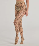 Fierce And Sultry Flocked Leopard Sheer Tights, a trendy leopard print addition to women's going-out outfits, is ideal for Christmas party outfits, chic NYE attire, or winter night-out looks that keep you on-trend!