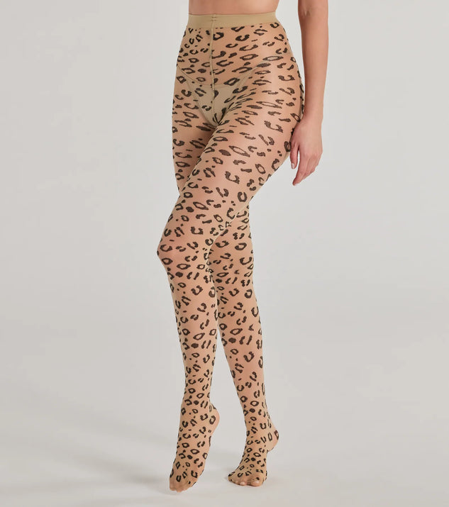 Fierce And Sultry Flocked Leopard Sheer Tights, a trendy leopard print addition to women's going-out outfits, is ideal for Christmas party outfits, chic NYE attire, or winter night-out looks that keep you on-trend!