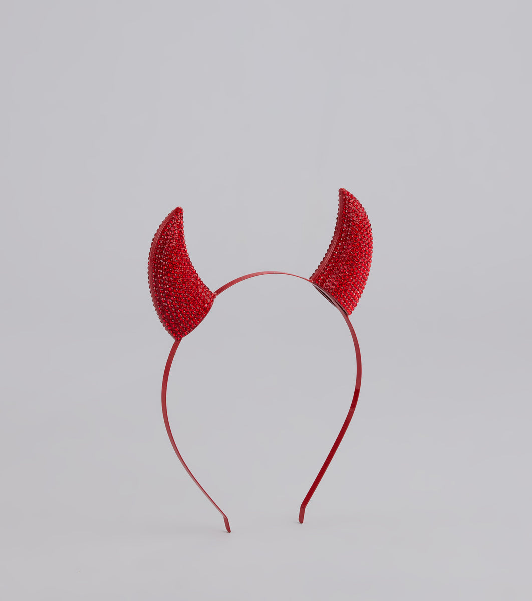 Wicked Glam Rhinestone Devil Horns Headband & Windsor