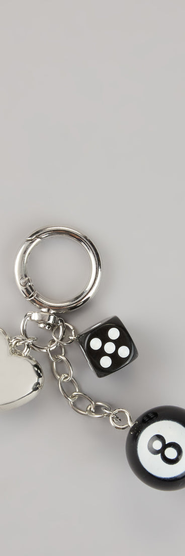 Lucky You 8-Ball And Dice Keychain