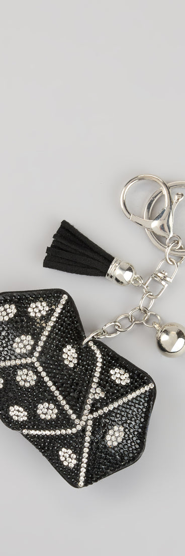 Roll With It Rhinestone Dice Keychain