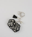 Roll With It Rhinestone Dice Keychain