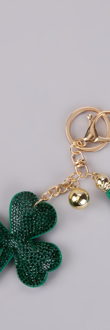 Lucky You Rhinestone Clover Keychain