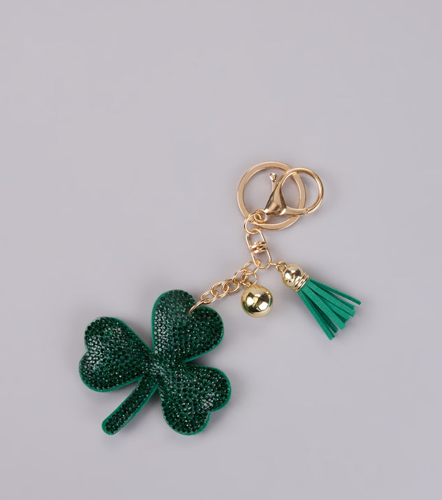 Lucky You Rhinestone Clover Keychain