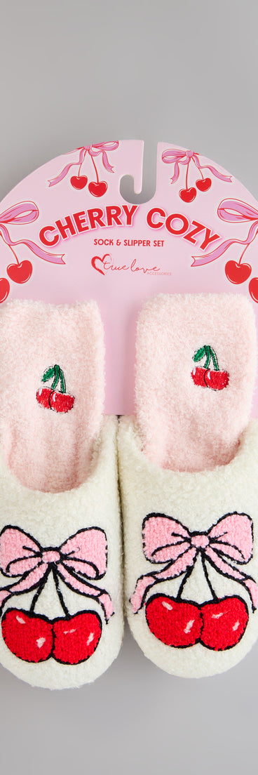 Cozy Cherry Crush Slipper And Socks Set