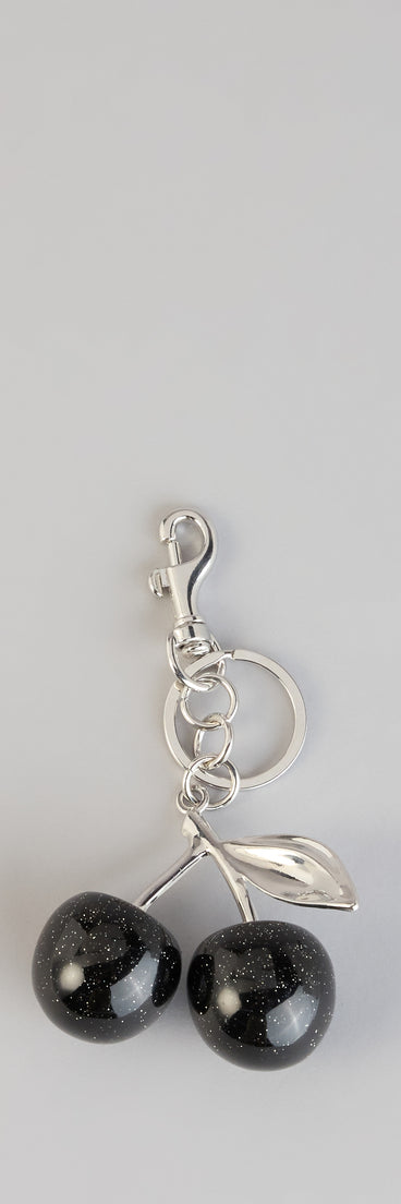 Noir Glitter Cherry Keychain