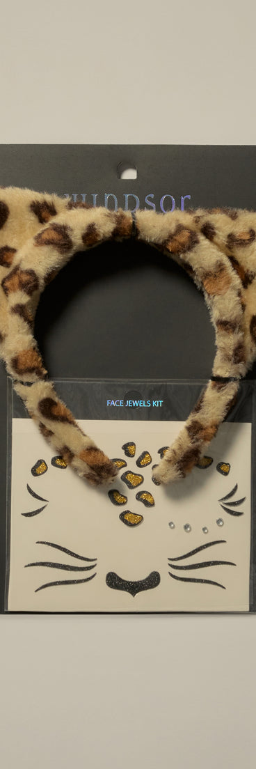 Fierce Finish Leopard Ears And Face Art Set