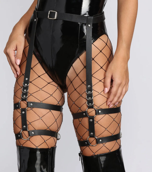 Take Charge Faux Leather Leg Harness