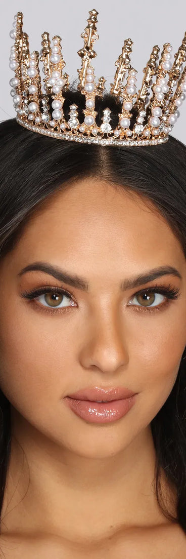 Pearl And Rhinestone Mini Crown