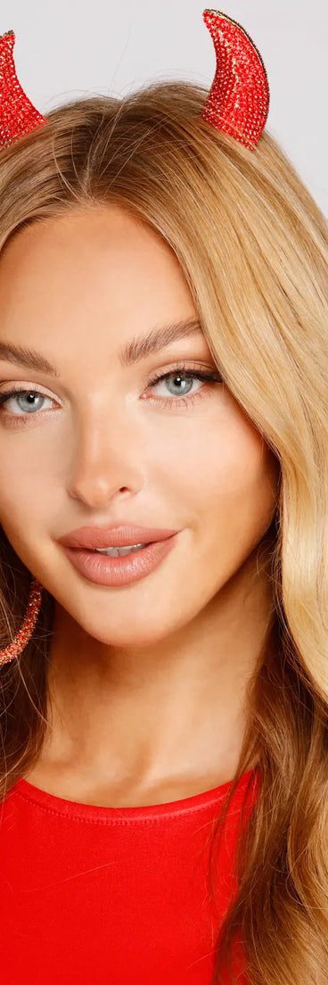 Devil Horns Rhinestone Headband