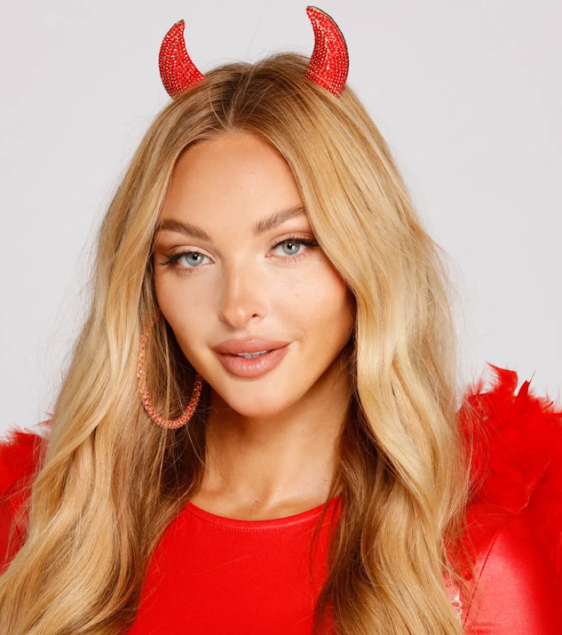Devil Horns Rhinestone Headband