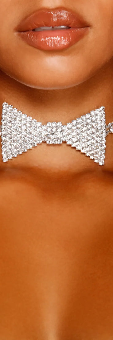 Rhinestone Bowtie And Cuff Set