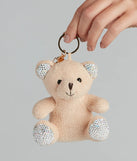 Rhinestone Plush Teddy Bear Keychain