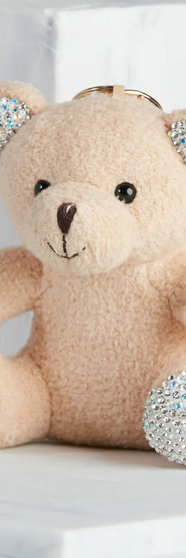 Rhinestone Plush Teddy Bear Keychain