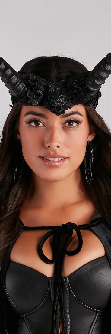 Evil Queen Floral Horn Headband