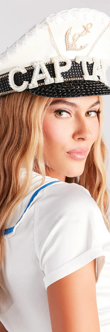 Glitzy Bejeweled Captain Cabby Hat