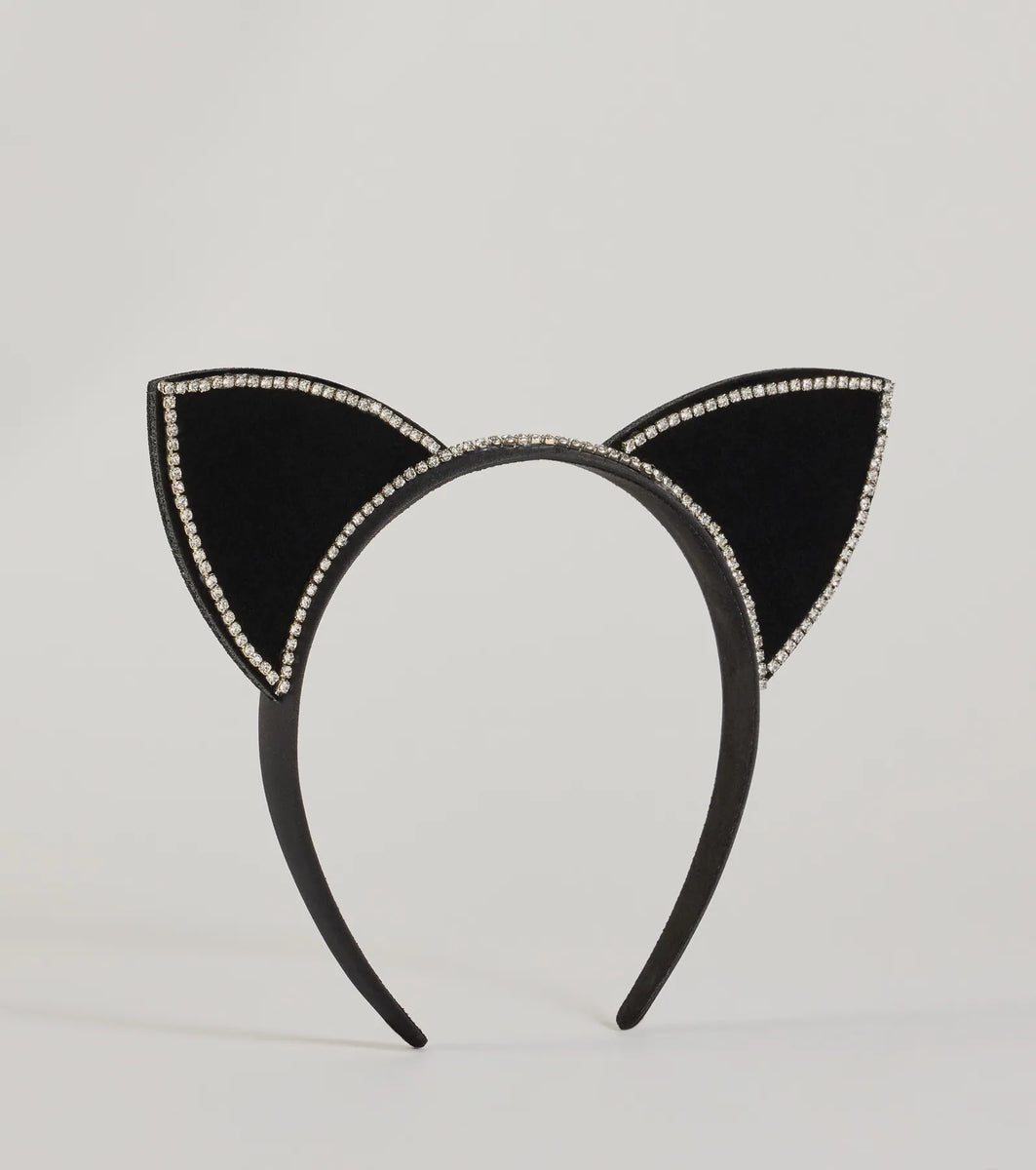 Feline Fatale Velvet Rhinestone Cat Ears & Windsor