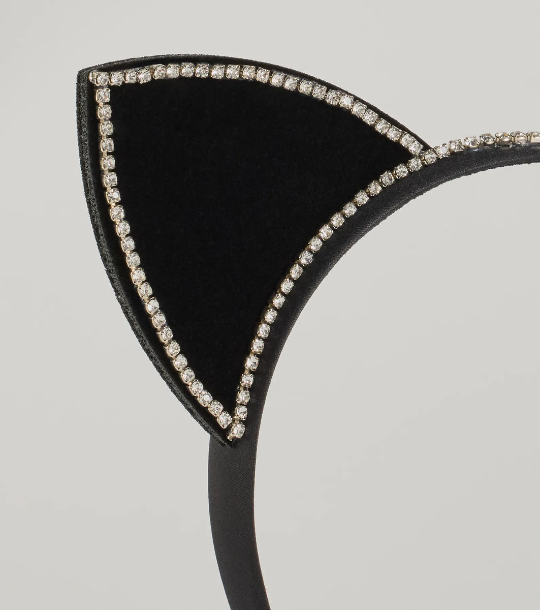 Feline Fatale Velvet Rhinestone Cat Ears & Windsor