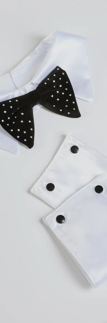 Bunny Babe Rhinestone Bowtie And Cuff Set