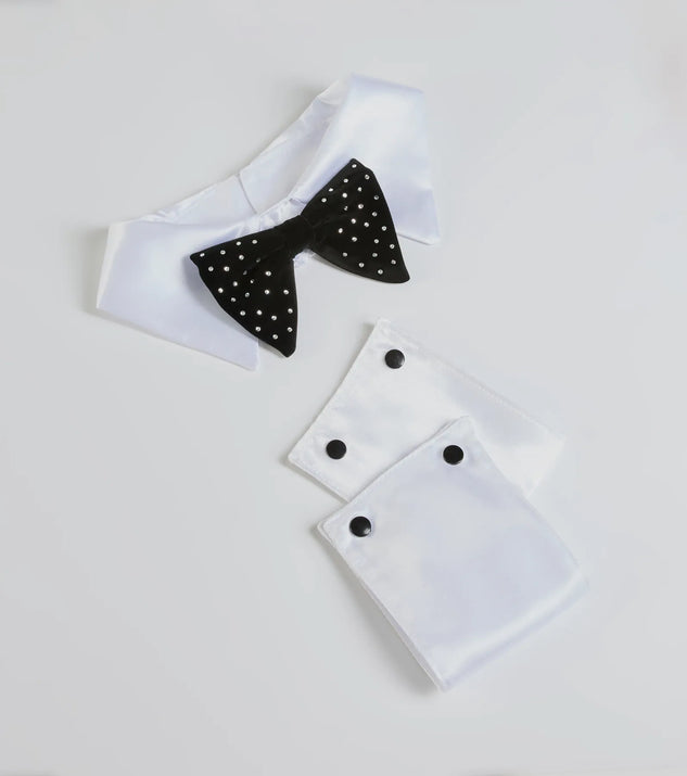 Bunny Babe Rhinestone Bowtie And Cuff Set
