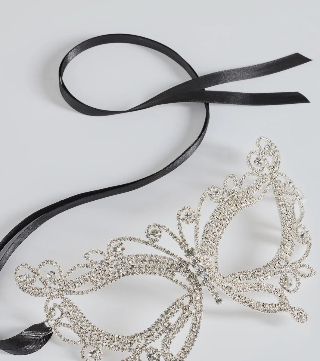 Rhinestone Butterfly Masquerade Mask & Windsor