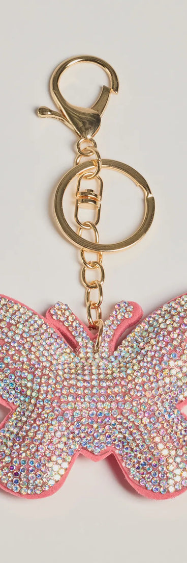 Whimsical Rhinestone Butterfly Bag Charm