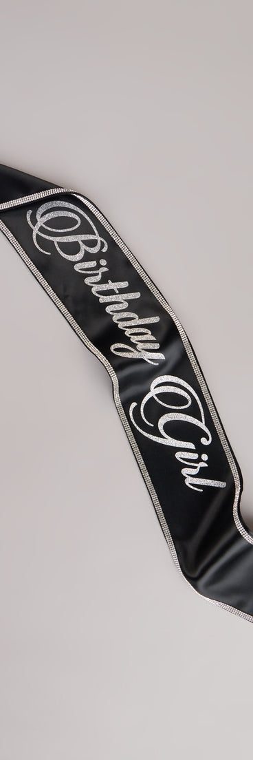 Birthday Girl Glitter Rhinestone Satin Sash