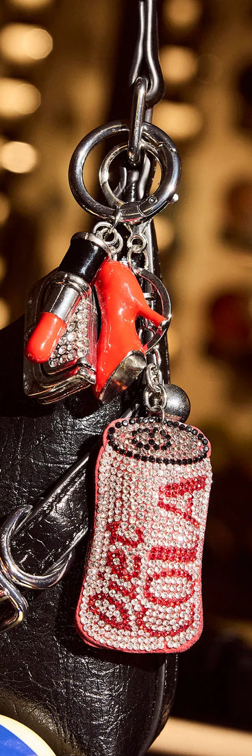 Rhinestone Diet Cola Puff Keychain