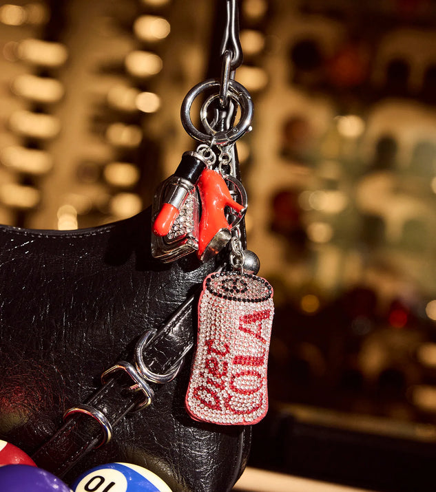 Rhinestone Diet Cola Puff Keychain