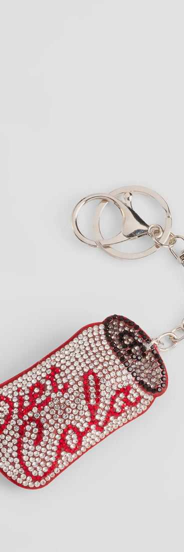 Rhinestone Diet Cola Puff Keychain