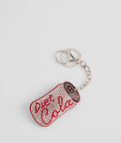 Rhinestone Diet Cola Puff Keychain