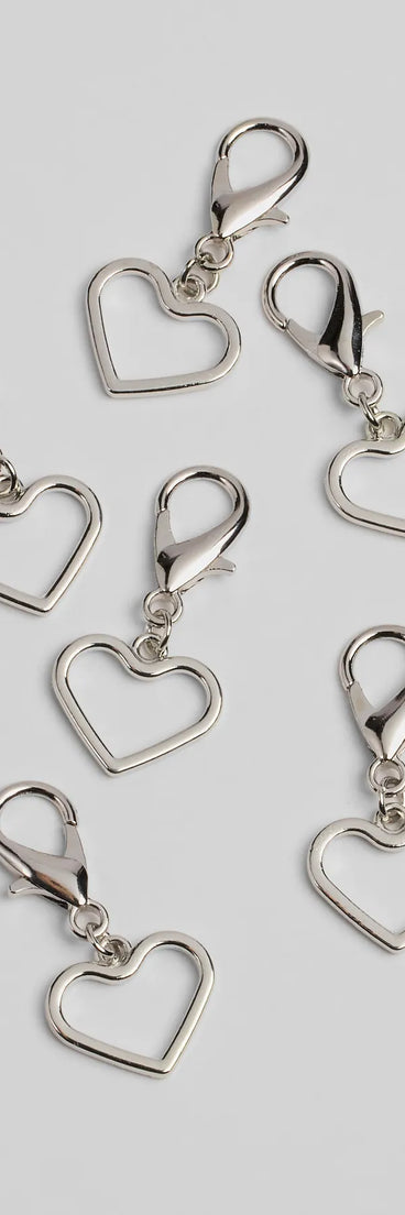 Six-Piece Dainty Heart Shoe Charms