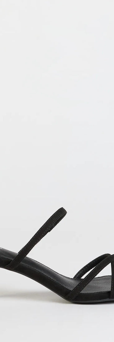 Turn heads in the Chic Strappy Kitten Stiletto Heels, black heels showcasing a fresh trend or stylish detail made to elevate your full Windsor fit.